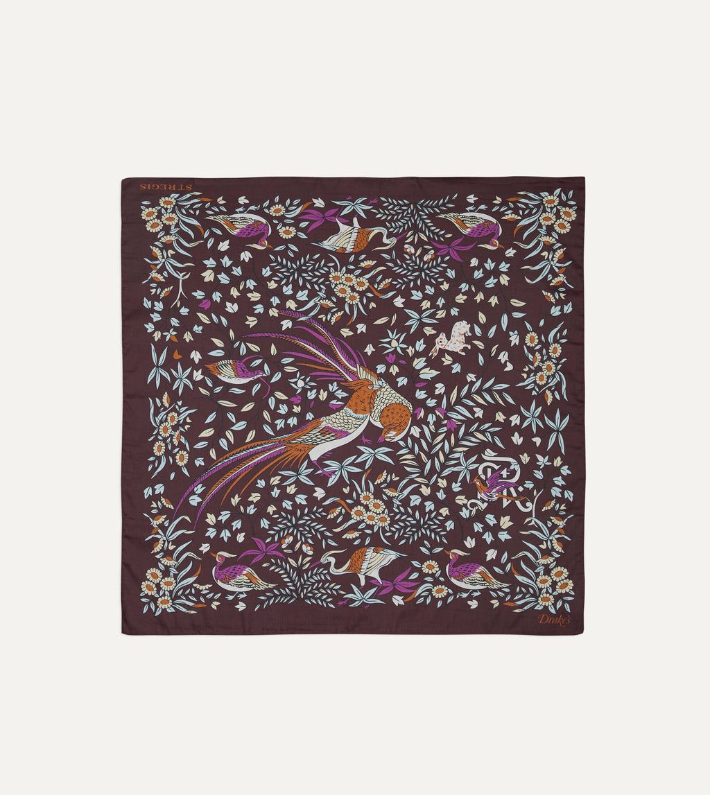 Drake’s for St. Regis Birds of Paradise Print Cotton-Silk Bandana