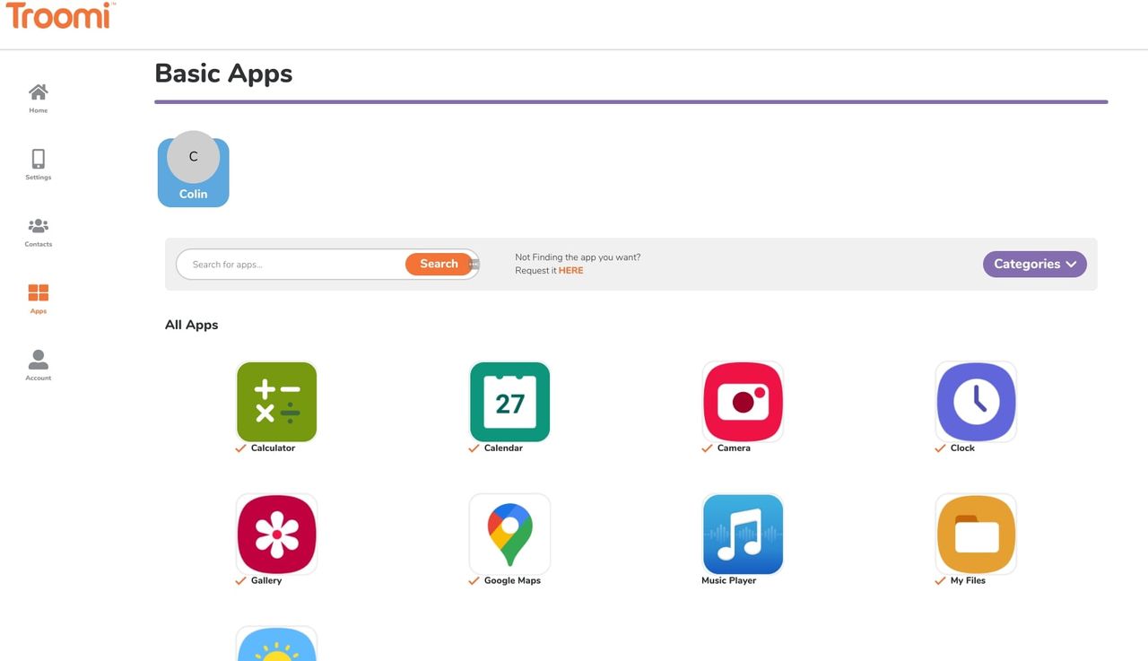 Troomi Parent Poral screenshot