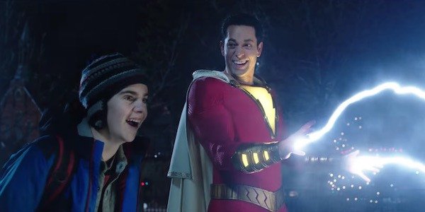 Shazam using his lightning abilities