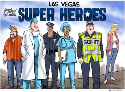 Editorial cartoon U.S. Las Vegas shooting heroes