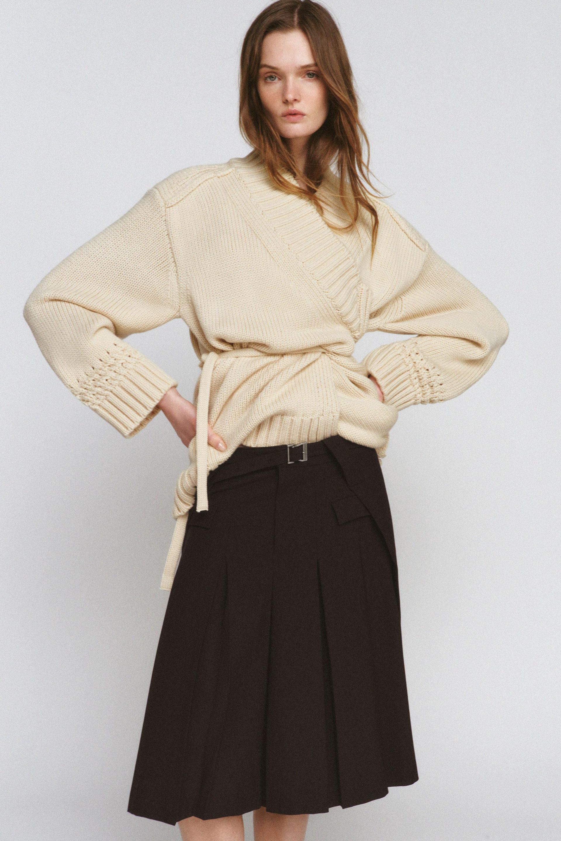 Zw Collection Box Pleat Midi Skirt