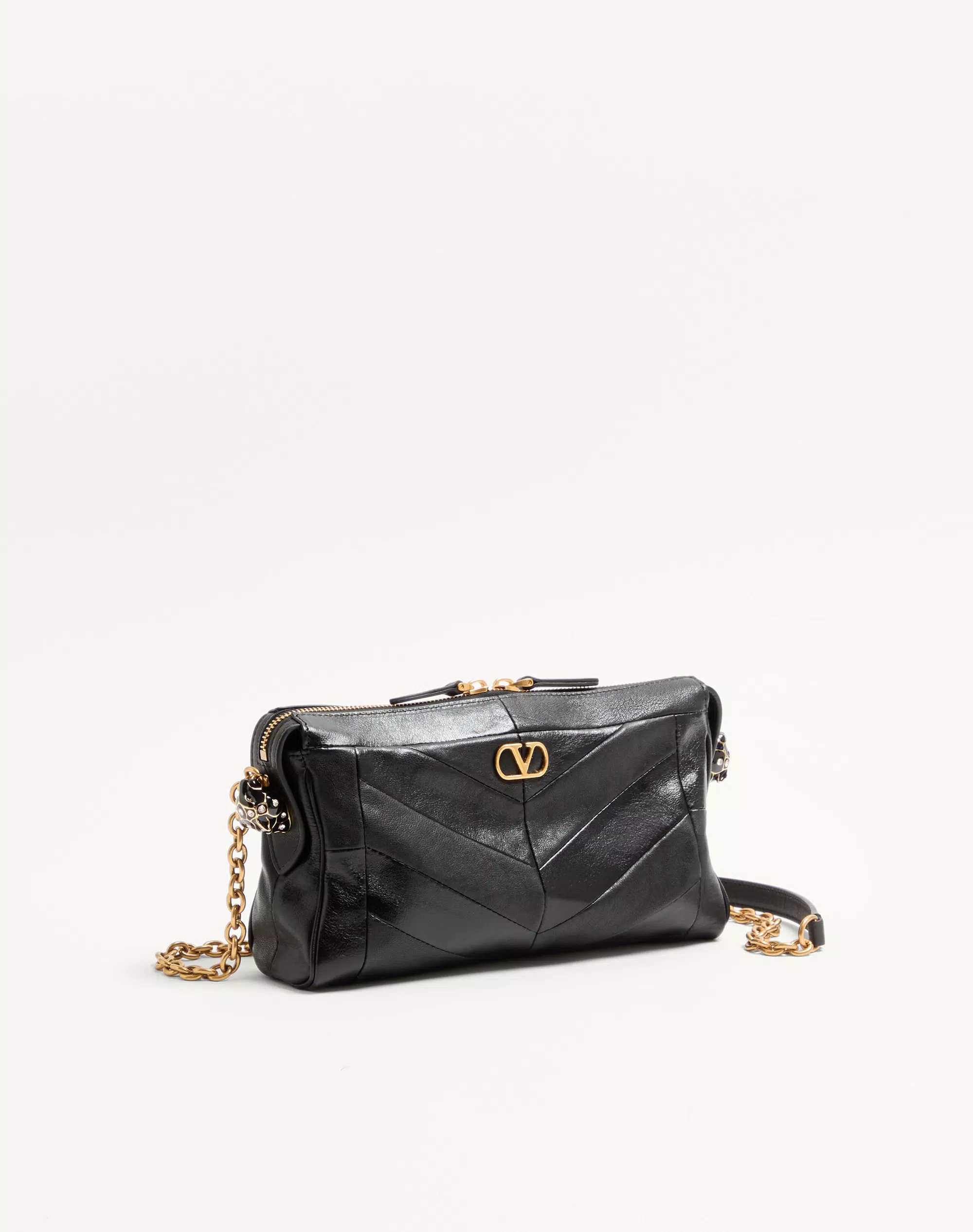 Valentino Garavani, Valentino Garavani Panthea Small Shoulder Bag in Nappa Leather With a Chevron Pattern