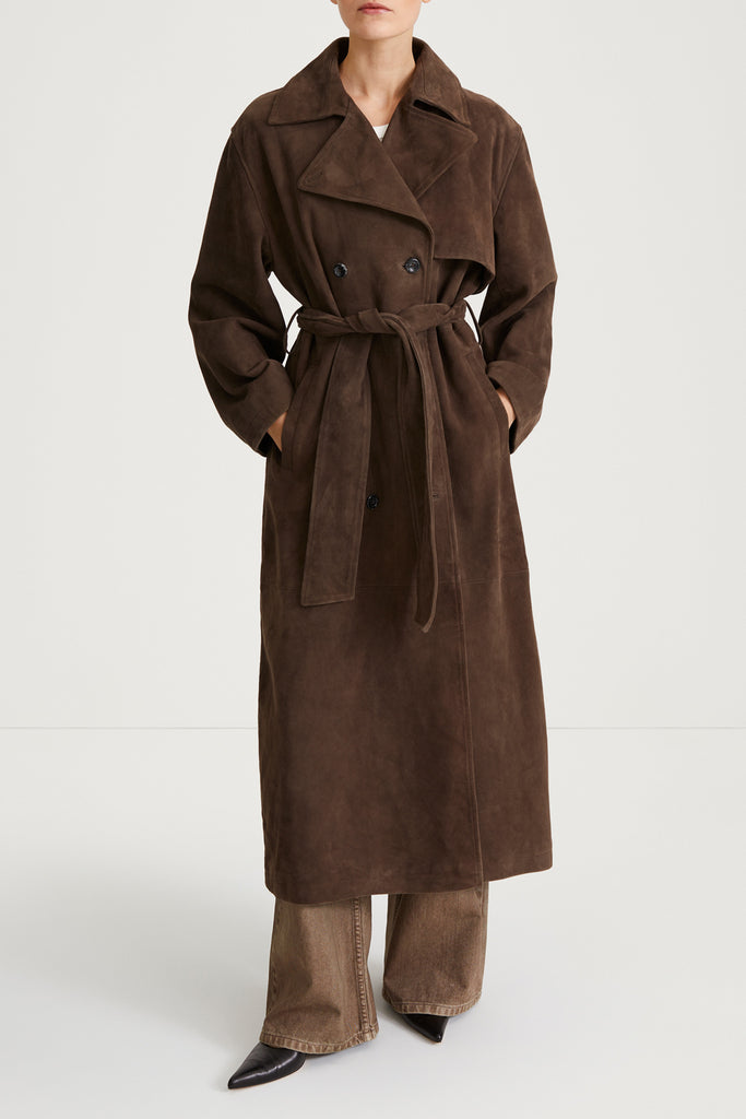 Vega Suede Coat - Pebble Brown