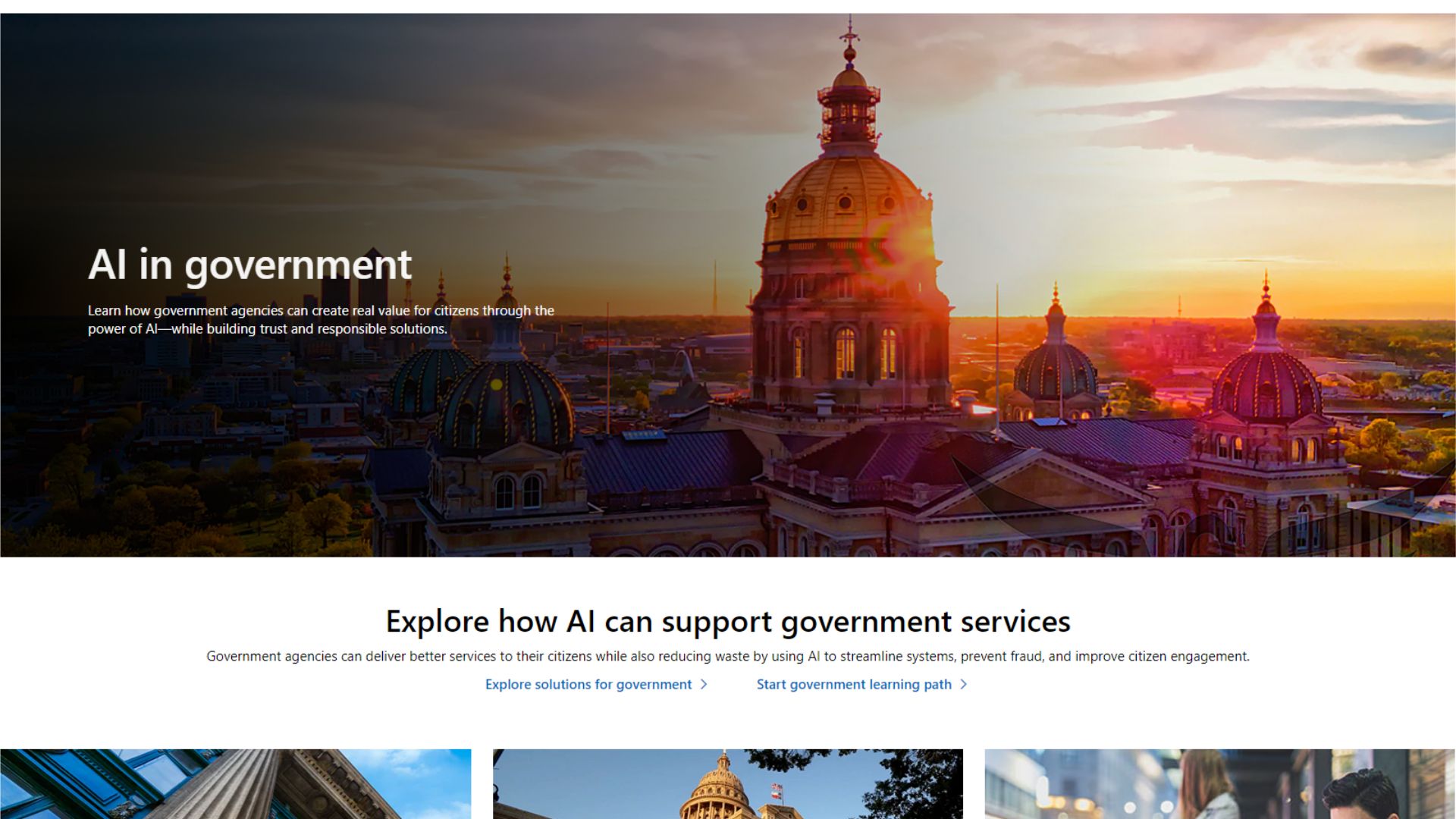 microsoft's ai in government webpage