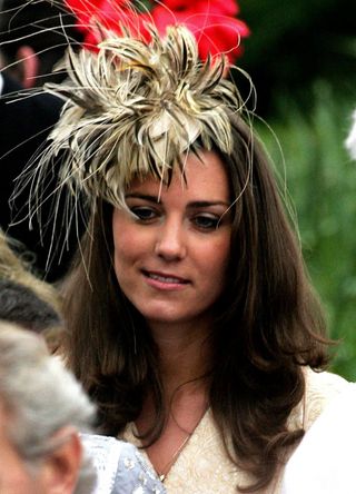 Kate Middleton wearing a large fascinator in 2006