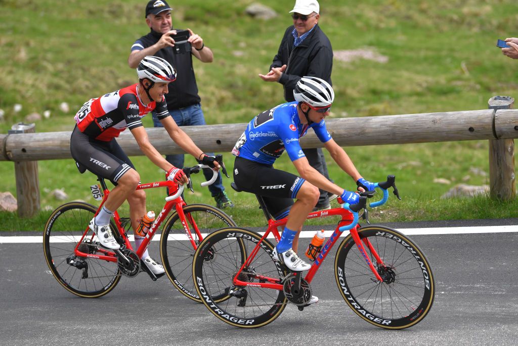 Giulio Ciccone (Trek-Segafredo) and teammate Nicola Conci on the attack