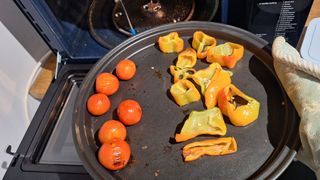 Food being cooked in the Samsung Combi Smart Microwave