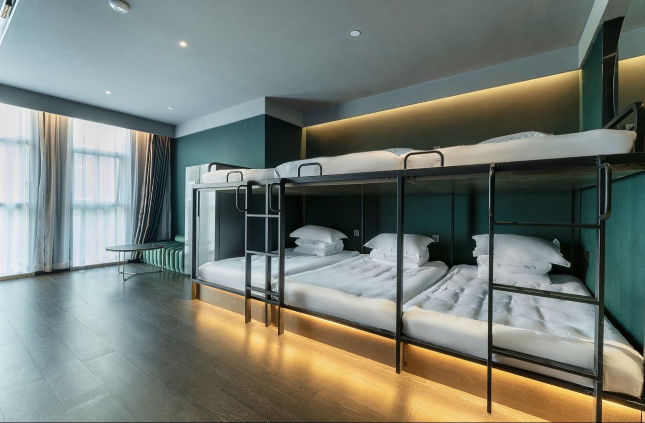 Shots from the bedrooms in one of Gunagzhou's gaming hotels.