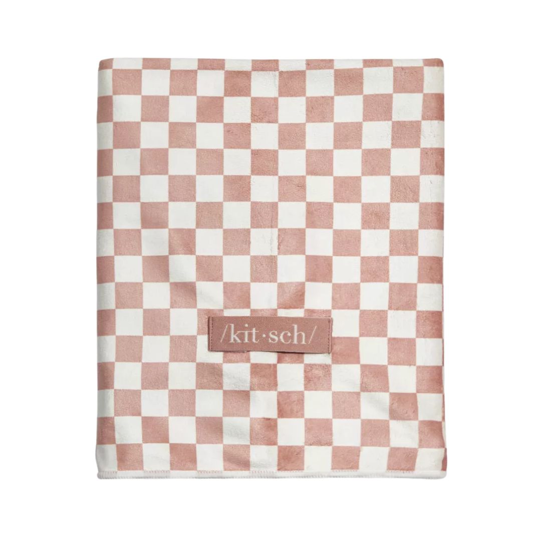 KITSCH Check-print extra-large quick-dry hair towel