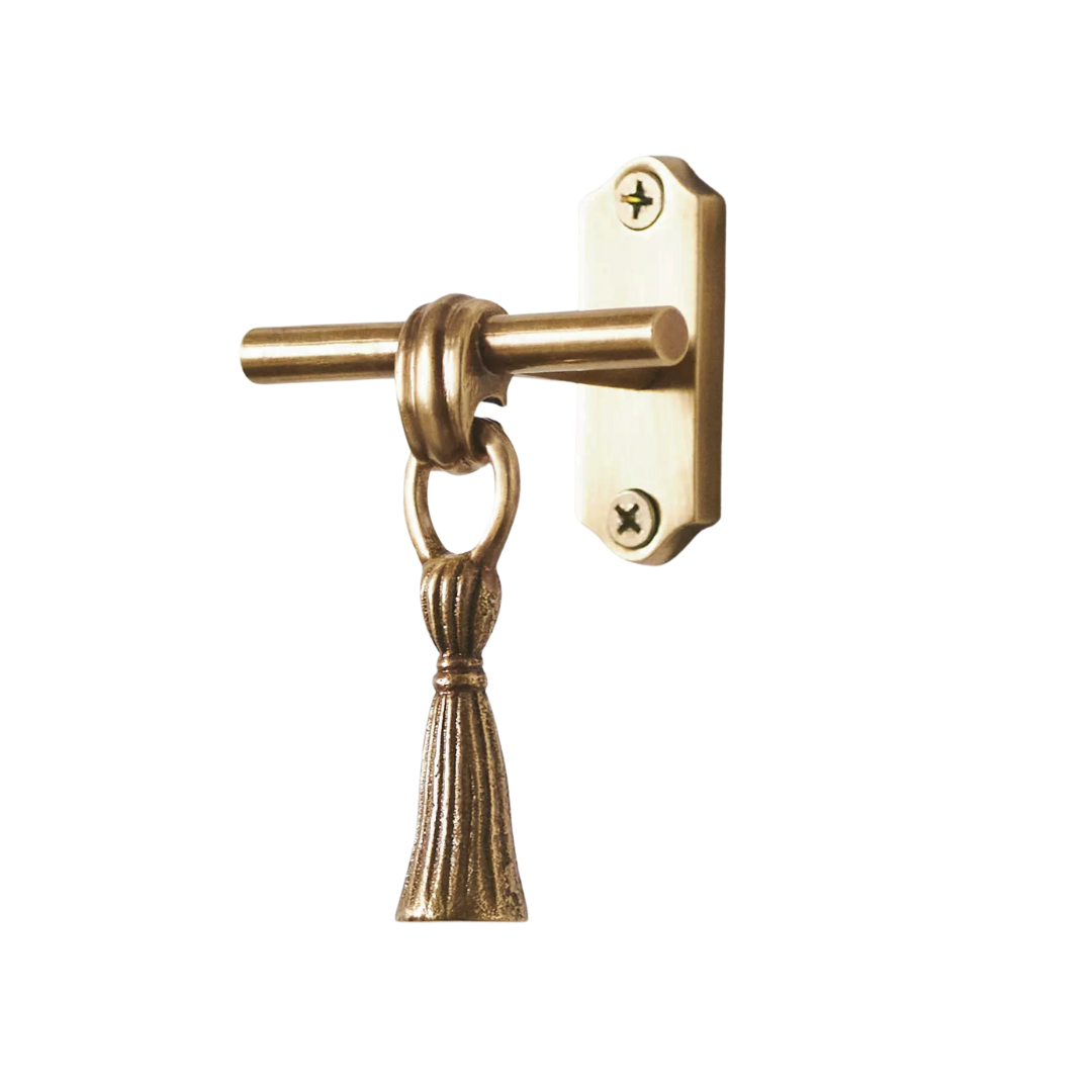 Lark Tassel Brass Bath Hook