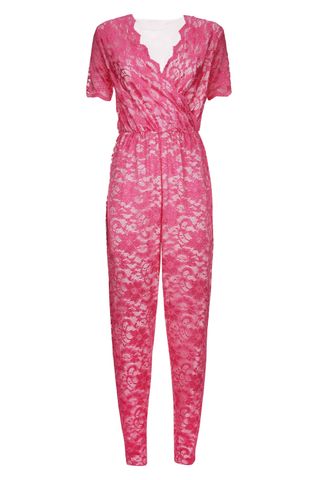New Look Parisian Pink Lace Scalloped Collar Wrap Jumpsuit, £29.99  