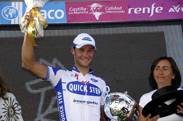 Tom Boonen (Quick Step) awarded for his efforts after stage three of the Vuelta a Espa&ntilde;a.