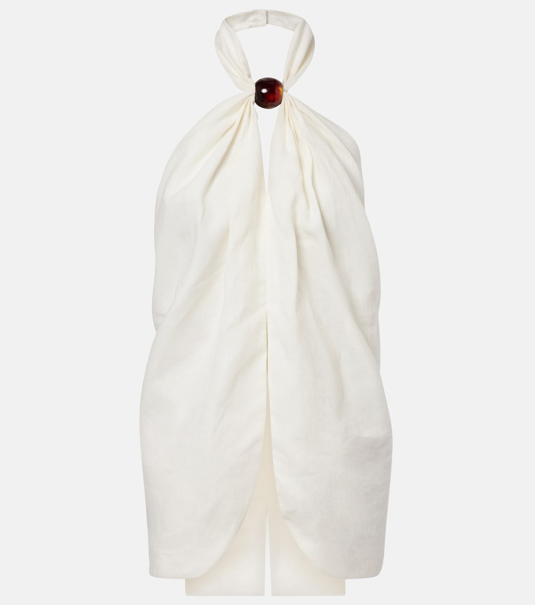 Biba Halterneck Linen Top in White - Faithfull