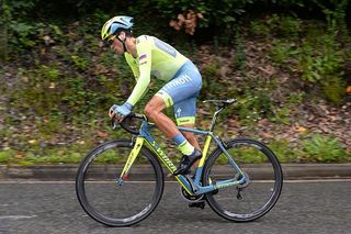 Alberto Contador (Tinkoff) using his road bike for the hilly time trial at Pais Vasco