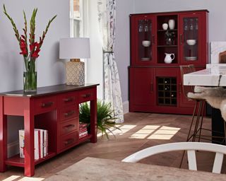 Portland red kitchen with dresser and console table