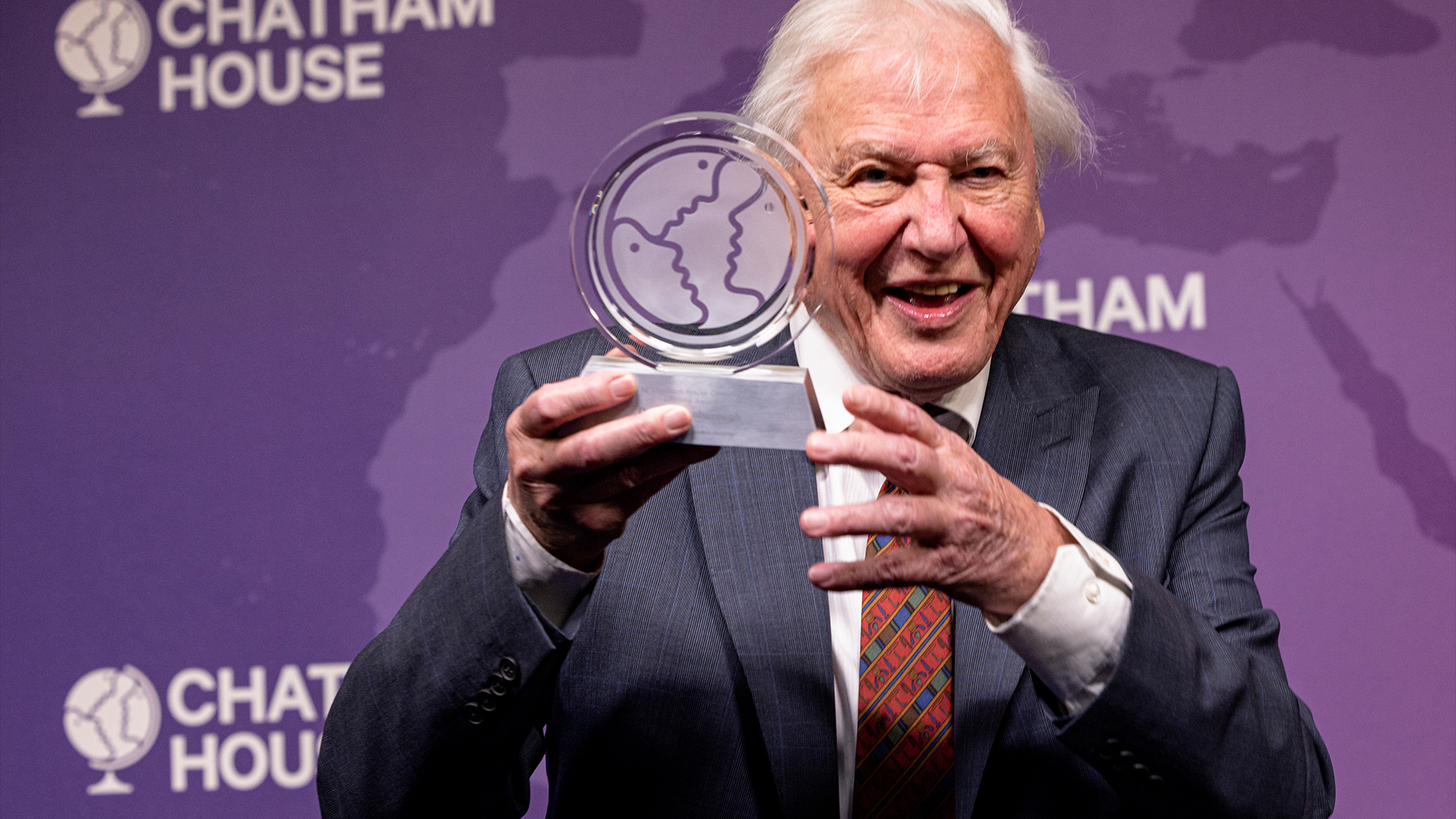 Sir David Attenborough receives the Chatham House Centenary Lifetime Award at an event on October 13, 2021 in London, England.