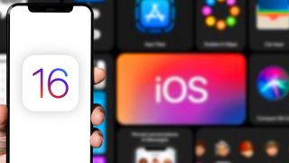 iOS 16 text seen on an iPhone screen