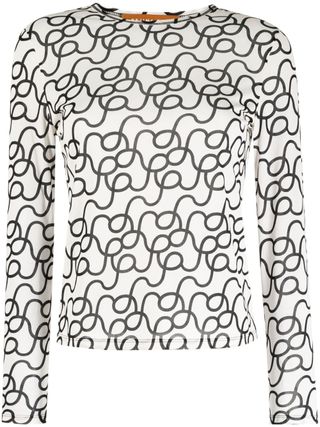 Graphic-Print Long-Sleeve Top
