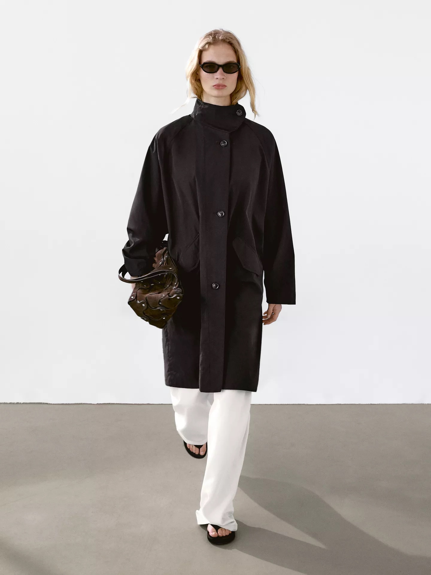 Massimo Dutti, Oversize Flowing Trench Coat in Water-Repellent Fabric