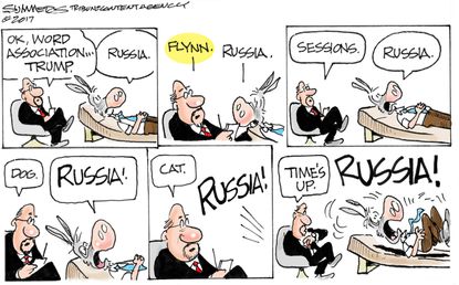 Political Cartoon U.S. Trump Russia Flynn Sessions Democrats