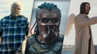 (From L to R) Tyler Perry as Joe in Joe's College Road Trip; Dimitrius Schuster-Koloamatangi as Dek in Predator: Badlands; and Keanu Reeves as Gabriel in Good Fortune. 