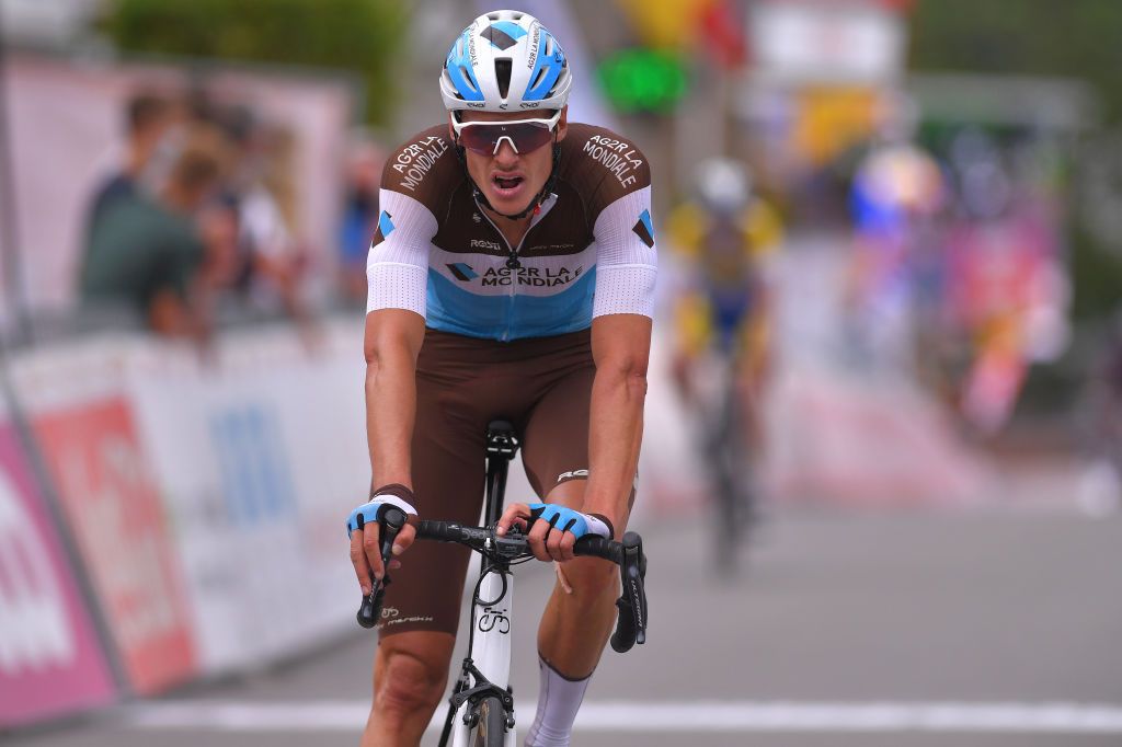 EREZEE BELGIUM AUGUST 19 Arrival Lawrence Naesen of Belgium and Team Ag2R La Mondiale during the 41st Tour de Wallonie 2020 Stage 4 a 1994km stage from Blegny to Ereze 334m TourdeWallonie TRW2020 on August 19 2020 in Erezee Belgium Photo by Luc ClaessenGetty Images