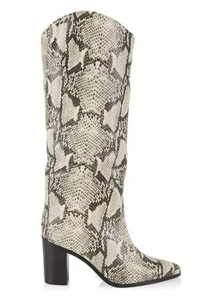 Analeah Snake-Embossed Leather Tall Boots