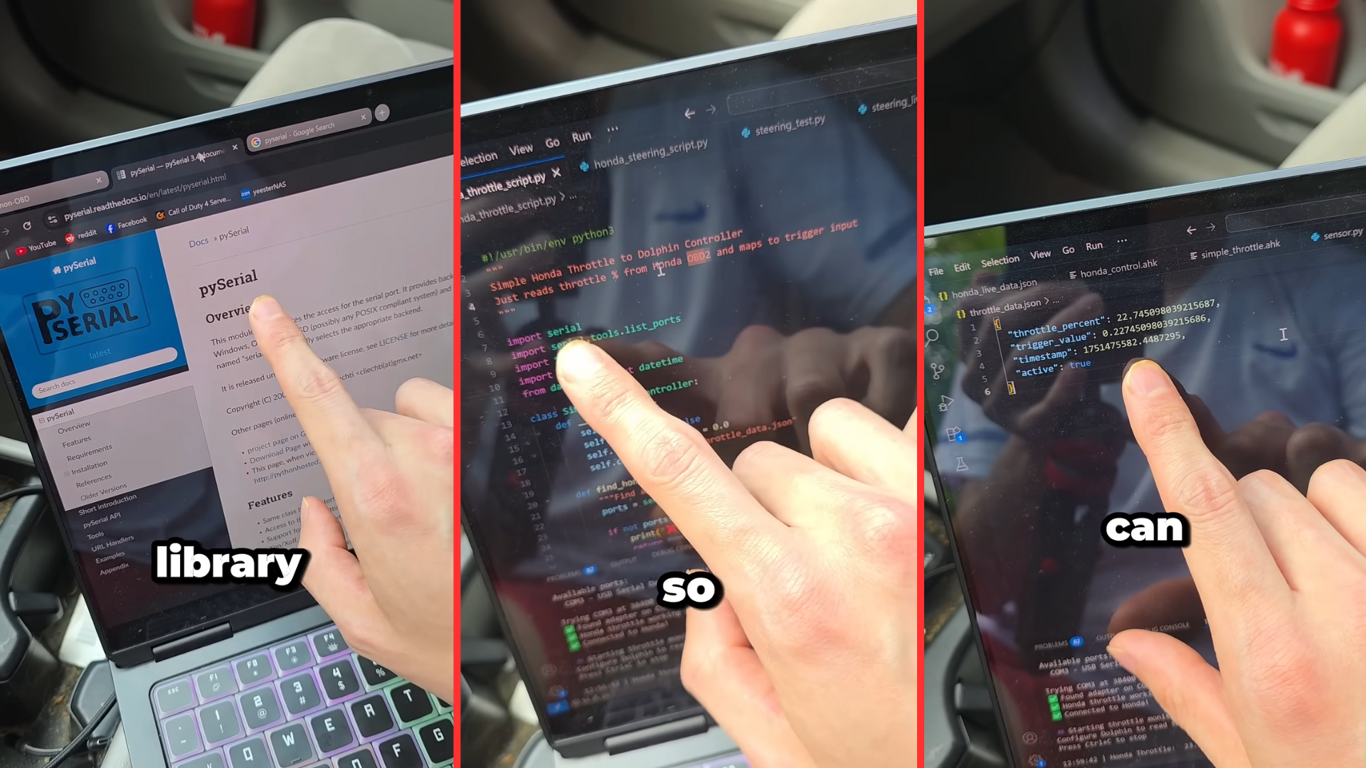Python libraries and scripts extracting throttle data from the car's gas pedal sensor