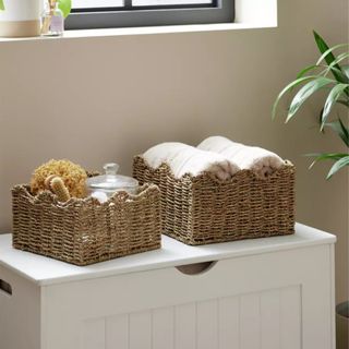 Habitat Pack of 2 Seagrass Wave Storage Basket - Natural