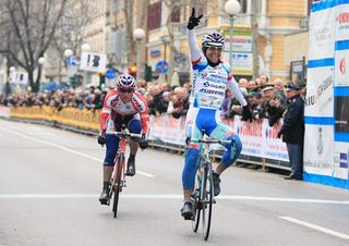 Jose Serpa (Androni Giocattoli) celebrates his victory in the Giro del Friuli.