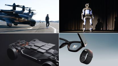 From top left, four future things from Archer Aviation, Boston Dynamics, Meta and Donut Labs