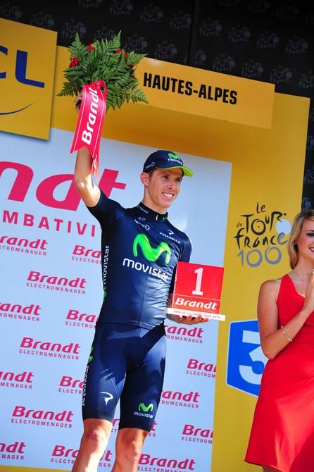 Rui Costa (Movistar) on the podium