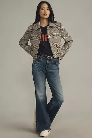 Avec Les Filles Cropped Plaid Lady Jacket