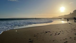 The sun sets over Bournemouth beach