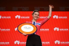 STIRLING AUSTRALIA JANUARY 19 Mie Bjorndal Ottestad of Norway and Team UnoX Mobility on third overall place poses on the podium ceremony after the 9th Santos Womens Tour Down Under 2025 Stage 3 a 1059km stage from Stirling to Stirling 444m UCIWWT on January 19 2025 in Stirling Australia Photo by Dario BelingheriGetty Images