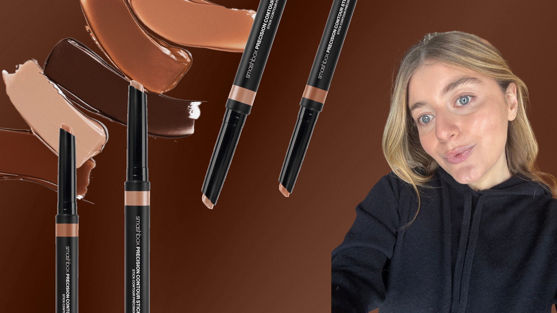 girl on a brown background with smashbox