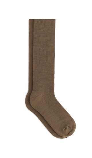 Ribbed Wool-Blend Socks - Brown - Arket Gb