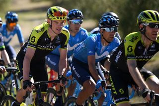 BEDA SPAIN FEBRUARY 21 Alex Edmondson of Australia and Team MitcheltonScott Nelson Oliveira of Portugal and Movistar Team during the 66th Vuelta a Andaluca Ruta del Sol 2020 Stage 3 a 1769km stage from Jan to beda 727m VCANDALUCIA UCIProSeries on February 21 2020 in beda Spain Photo by David RamosGetty Images