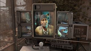 Half-Life: Alyx screenshot showing Eli Vance on TV monitors