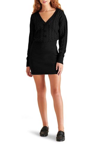 Luciana Mixed Stitch Long Sleeve Sweater Dress