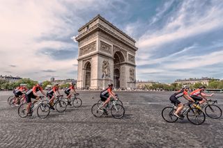 Rolling road closures give the riders the freedom of the Arc de Triomphe. Photo: Myeloma UK