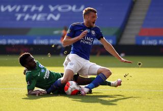 Tariq Lamptey helped keep Jamie Vardy and his Leicester team-mates at bay as he impressed on his Brighton debut.