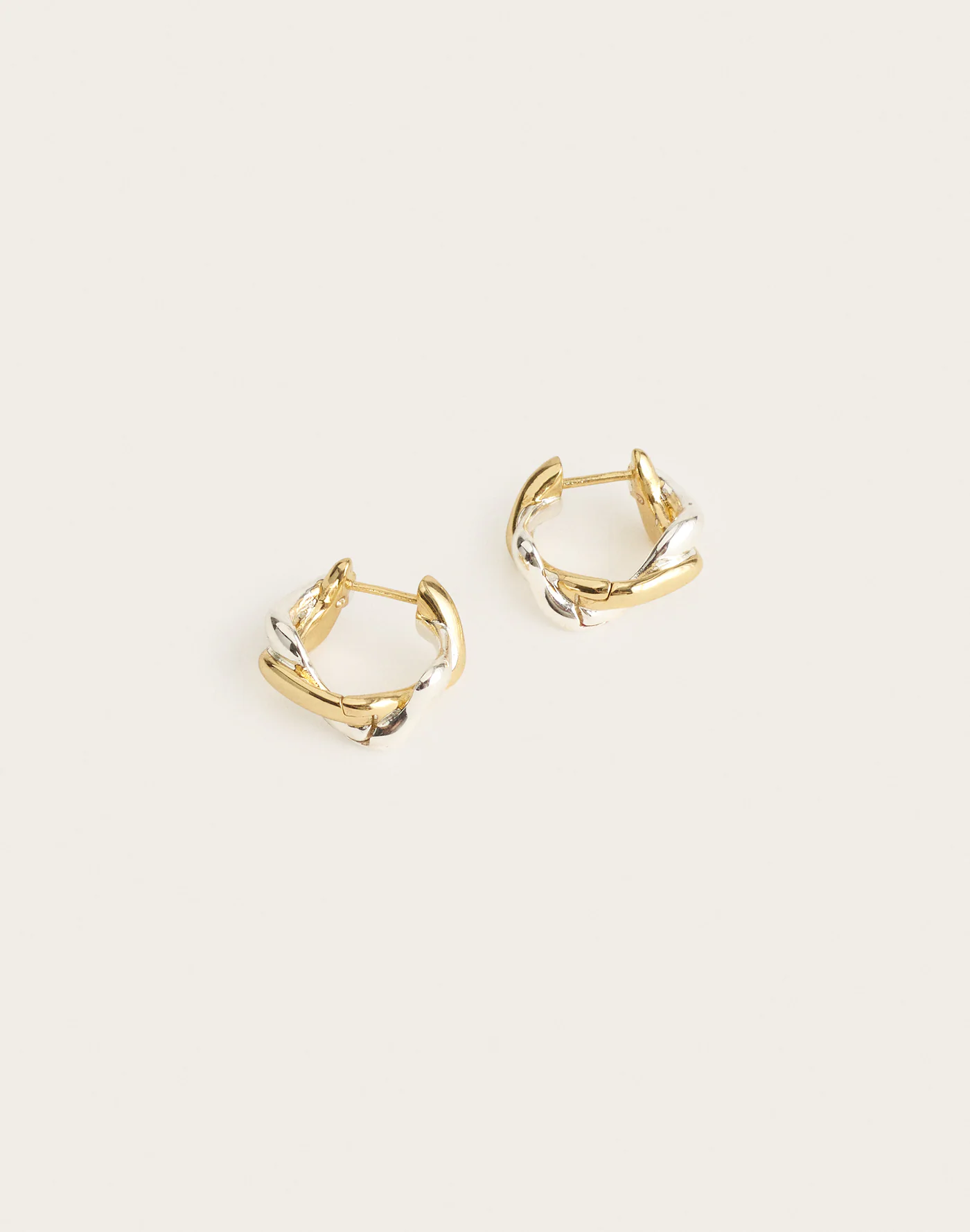 Mixed-Metal Sculptural Small Hoop Earrings