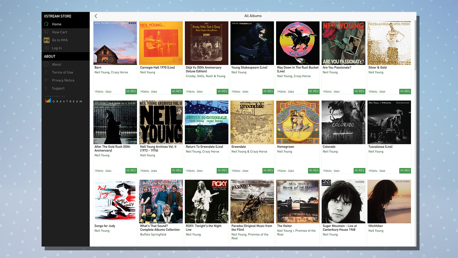 The XStream store on the Neil Young Archives website