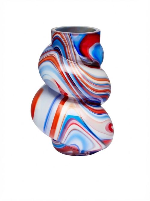 Carlo Moretti Archive Revival Pagur Hand-Blown Marbled Murano Glass Vase