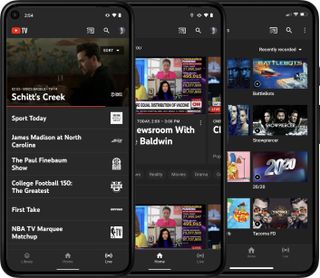 YouTube TV as seen on a phone