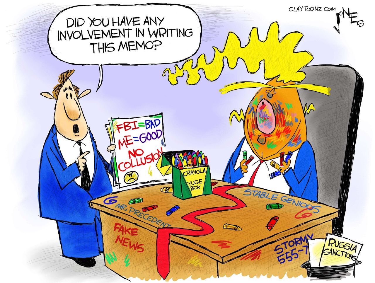 Political cartoon U.S. Trump Nunes memo Russia investigation FBI collusion