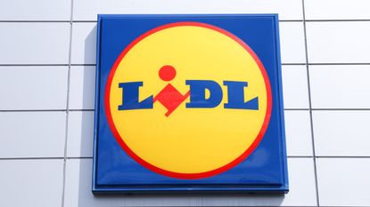 The logo of LIDL shop is seen in Stuttgart, Germany on April 10, 2021.