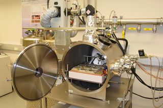 A view inside the Mars Simulation Chamber at Kennedy Space Center. Results of Mars simulations suggest microbes may also be able to grow in Earth's high atmosphere, an expert says.