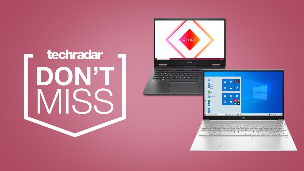 HP 4th July sales header with two HP laptops next to TechRadar big savings badge